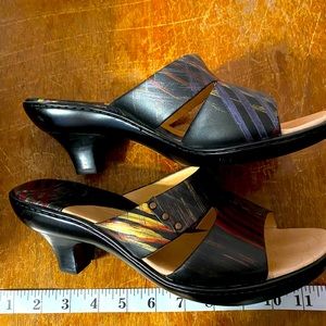 Sofft mules, black with splash of color, size 10